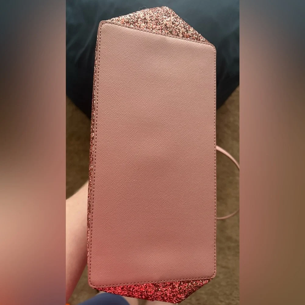 kate spade mauve tote with rose glitter base - Picture 3 of 10